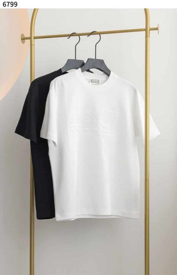 메* 마르지엘라 수입고급 넘버링 엠보 숏 슬리브 티셔츠