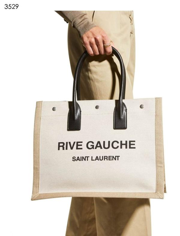 생** 수입고급 RIVE GAUCHE TOTE BAG IN LINEN AND LEATHER